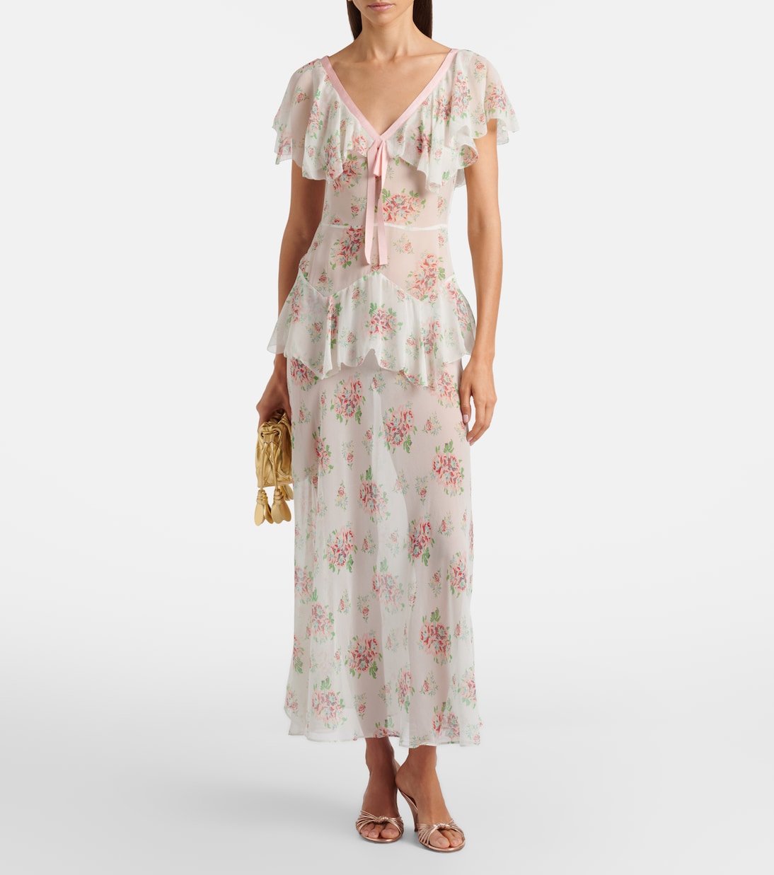 Vestido largo Amelisse de seda floral | Dôen