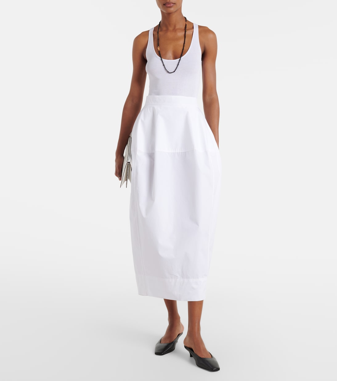 Cotton poplin midi skirt | Róhe