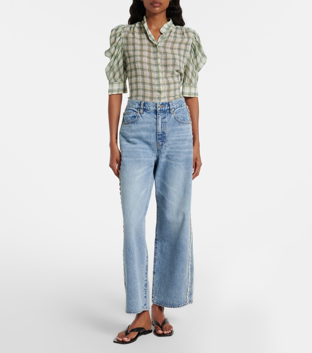 Crochet Bow cropped wide-leg jeans | Frame