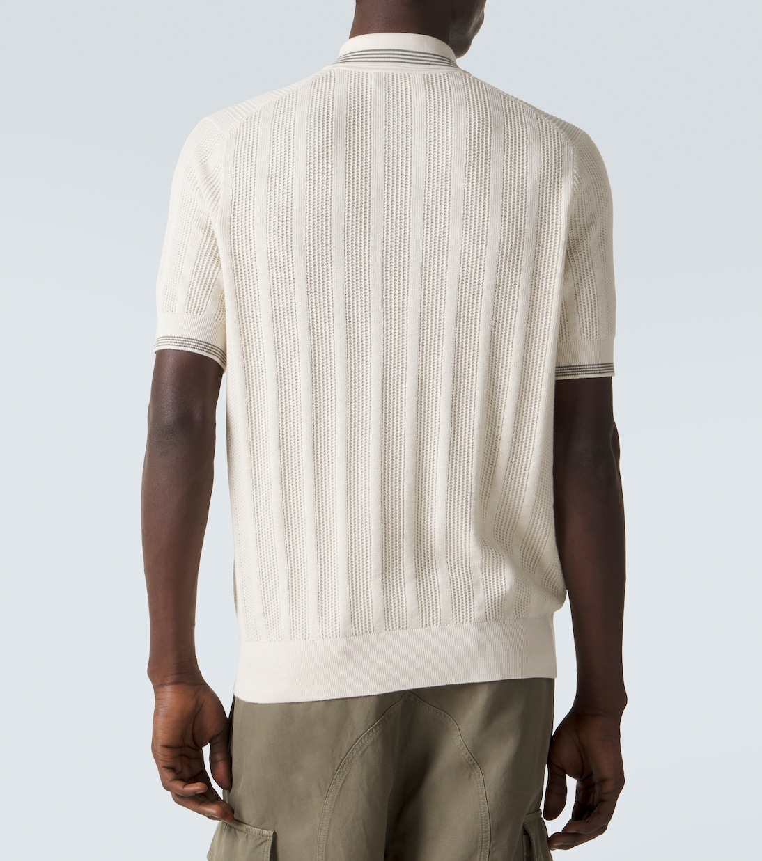 Ribbed-knit cotton polo shirt | Brunello Cucinelli
