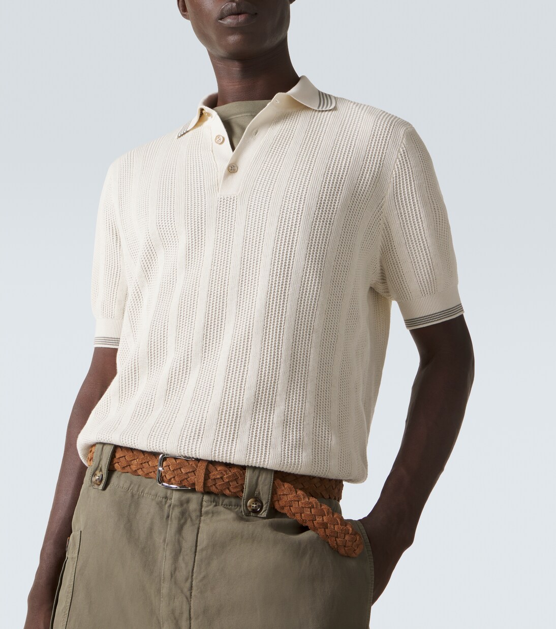 Ribbed-knit cotton polo shirt | Brunello Cucinelli