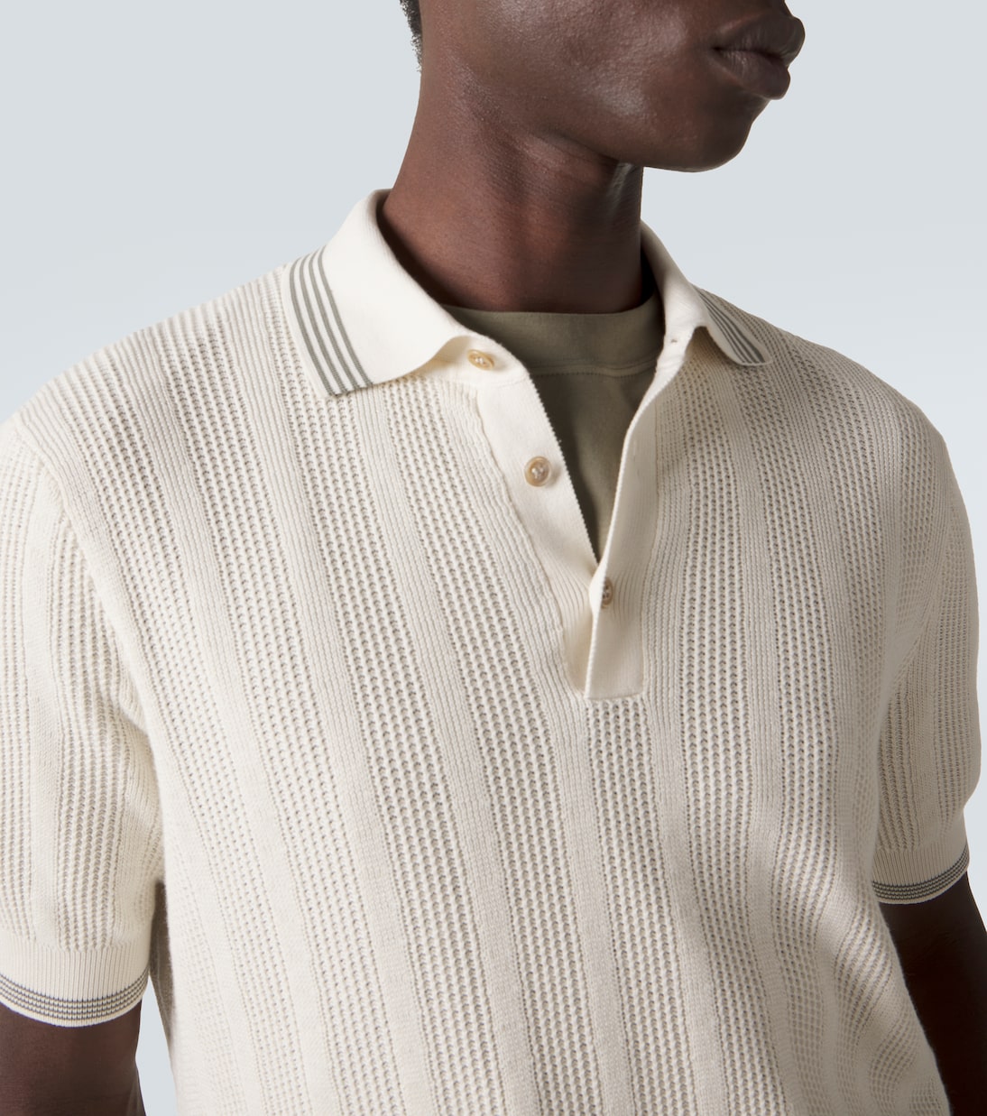 Ribbed-knit cotton polo shirt | Brunello Cucinelli