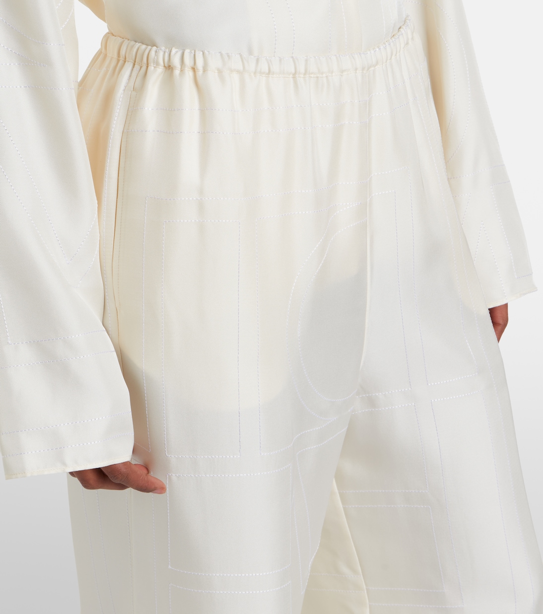Embroidered silk satin pajama pants | Toteme