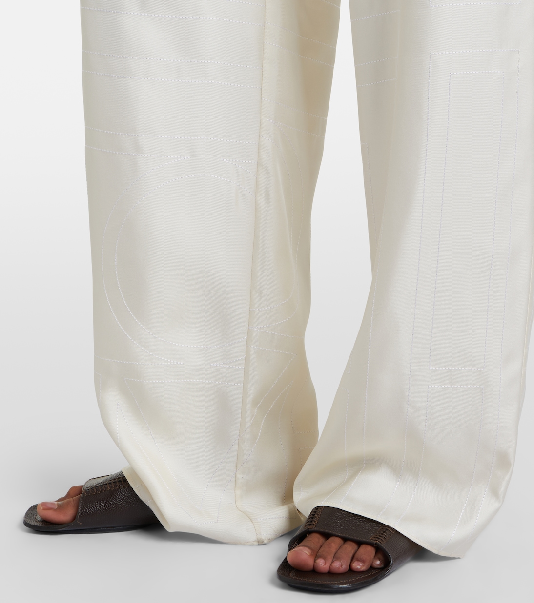 Embroidered silk satin pajama pants | Toteme