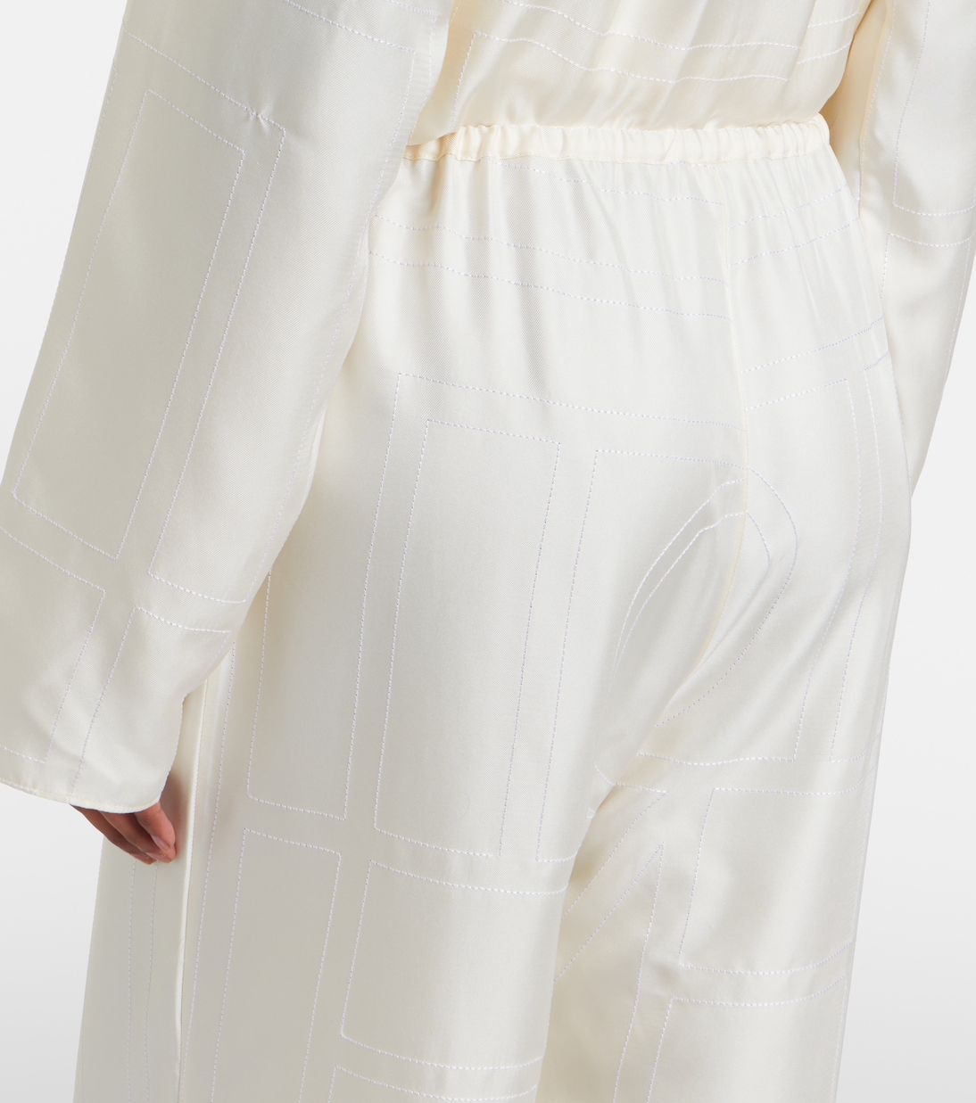 Embroidered silk satin pajama pants | Toteme