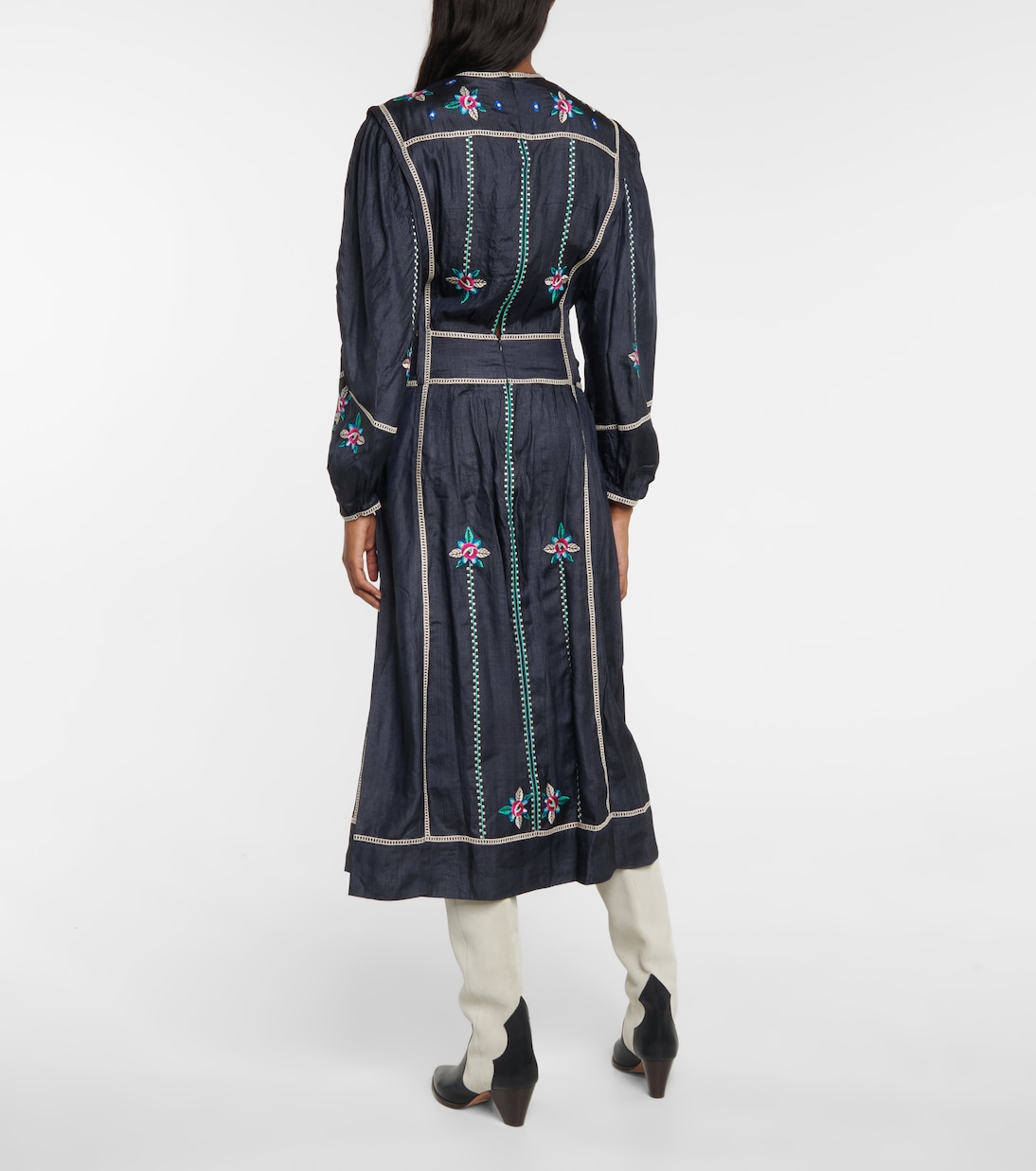 Abito midi Caroline in seta con ricamo | Isabel Marant
