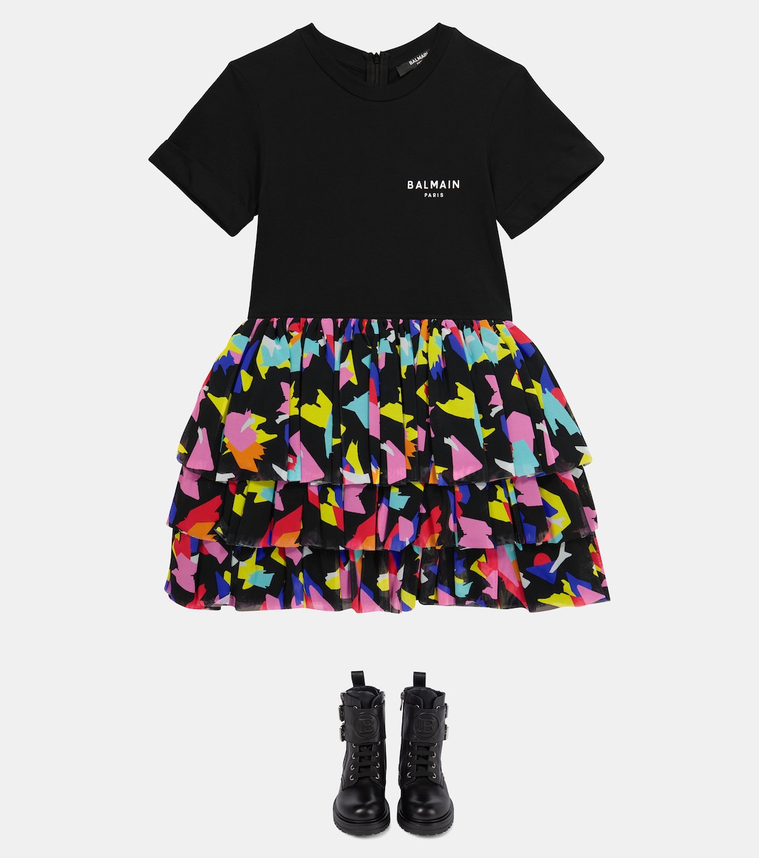 Leather combat boots | Balmain Kids