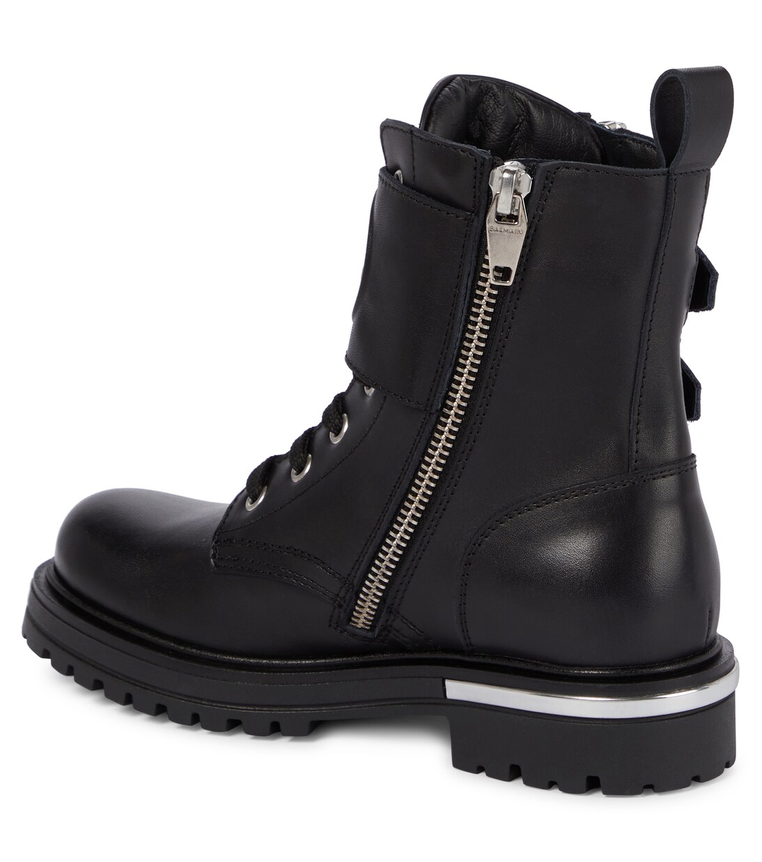 Leather combat boots | Balmain Kids