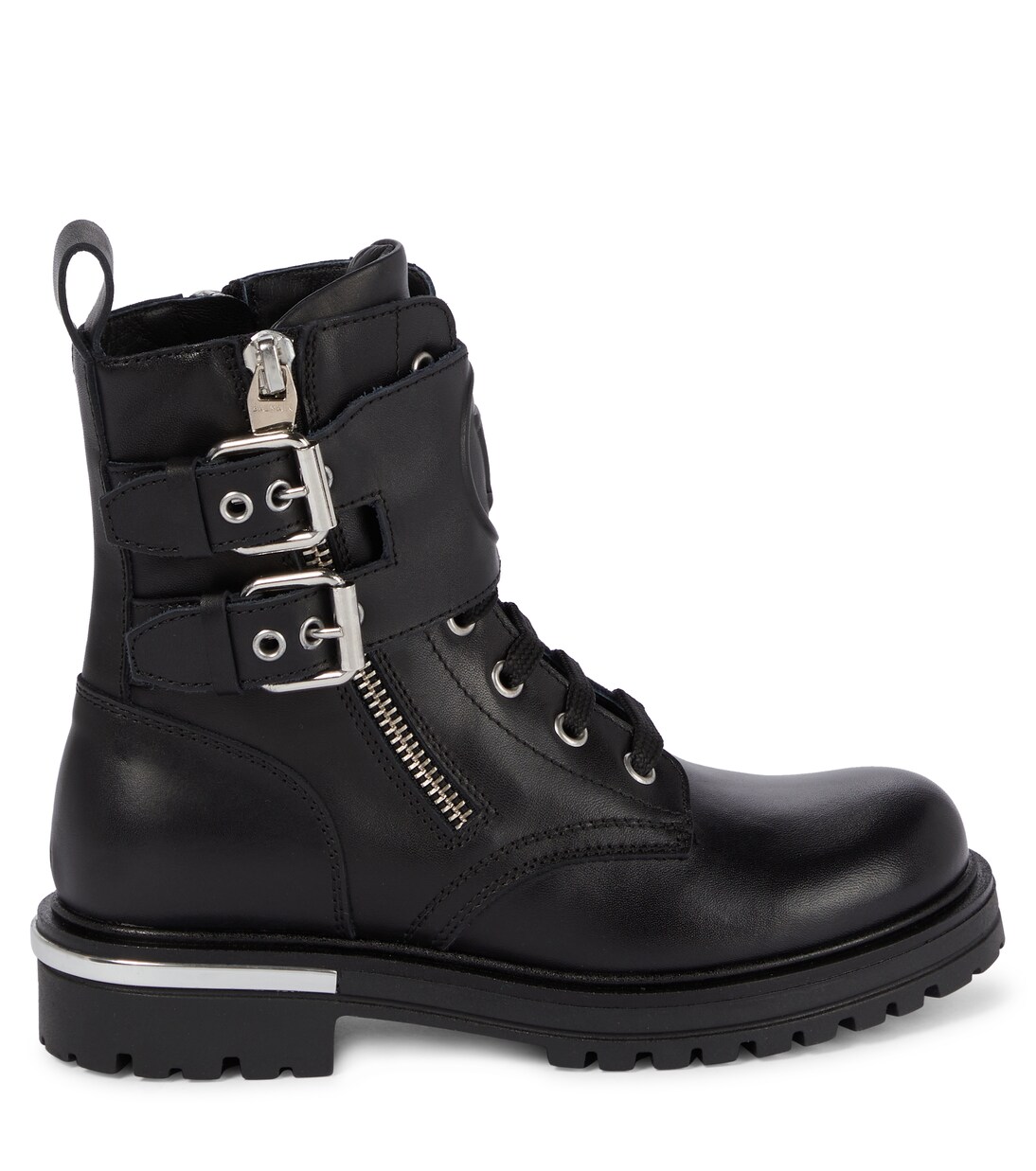 Leather combat boots | Balmain Kids