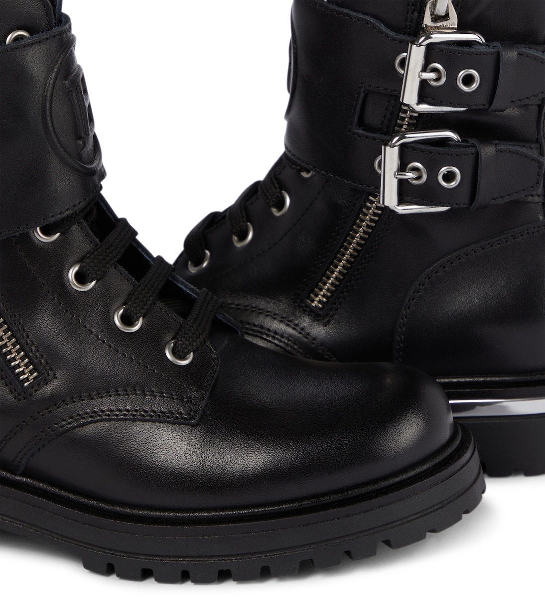 Leather combat boots | Balmain Kids