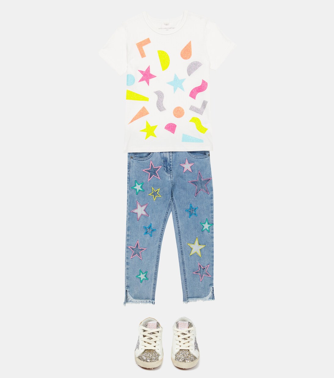 Glitter printed cotton T-shirt | Stella McCartney Kids