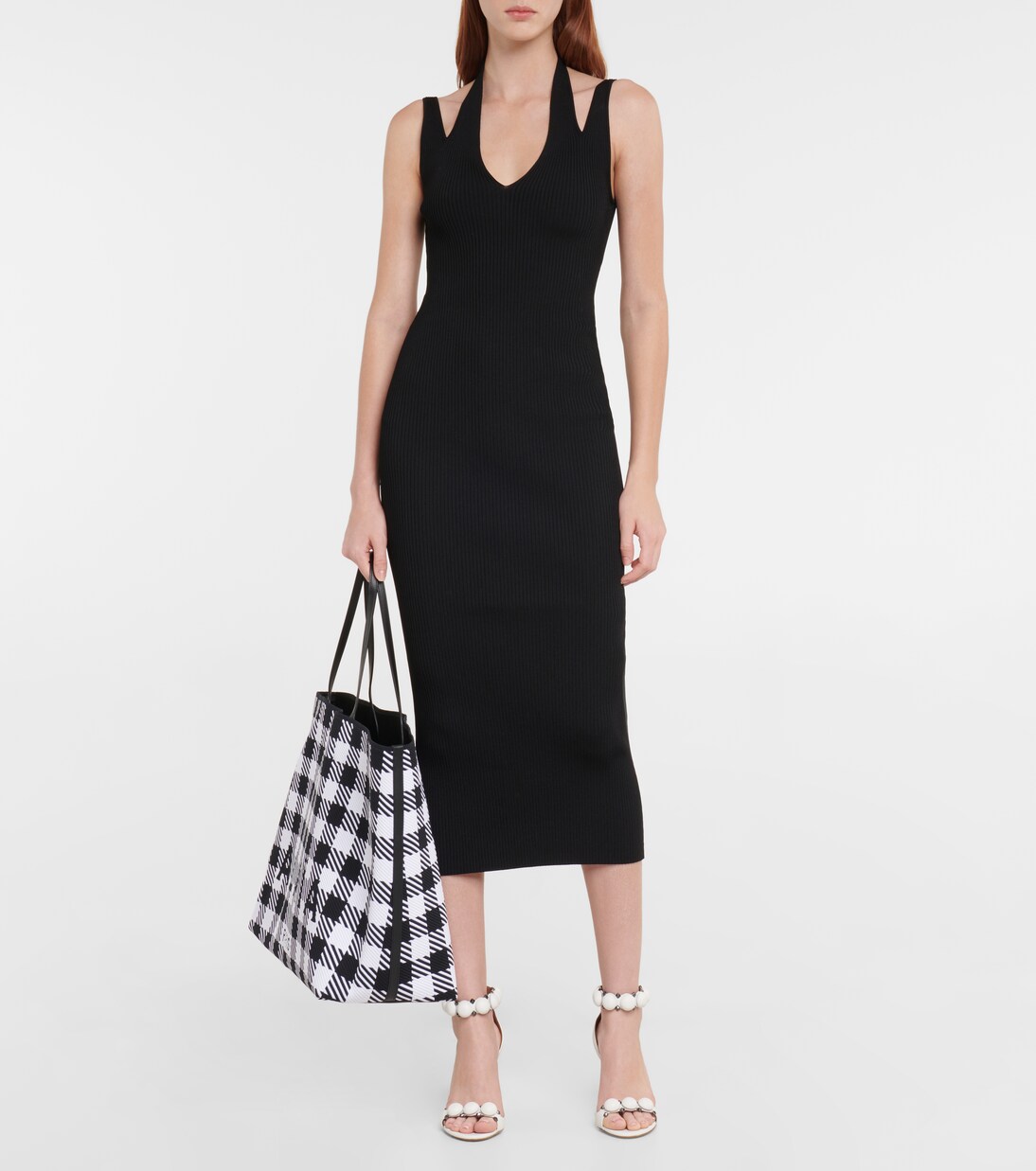 Logo checked tote | Alaïa