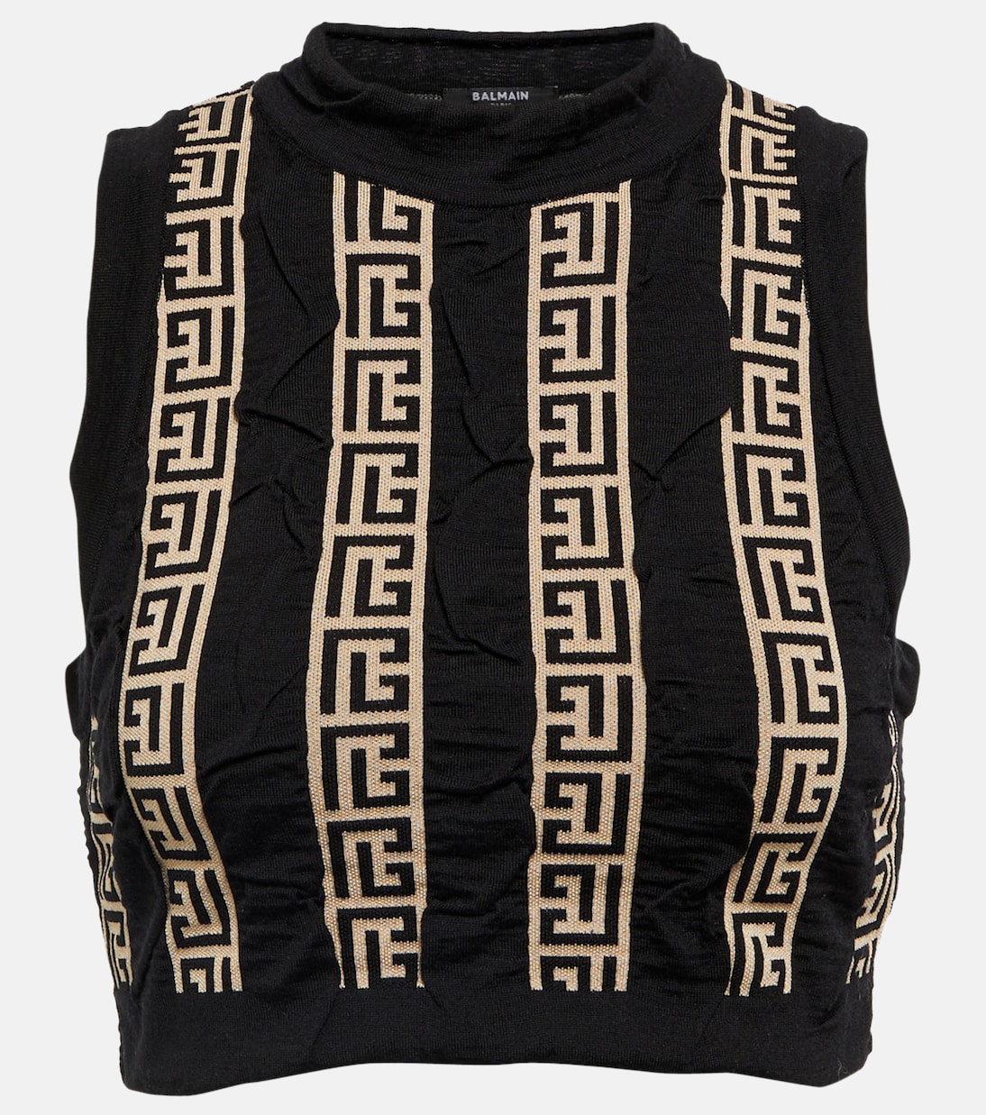 Cropped-Top Monogram aus einem Wollgemisch | Balmain