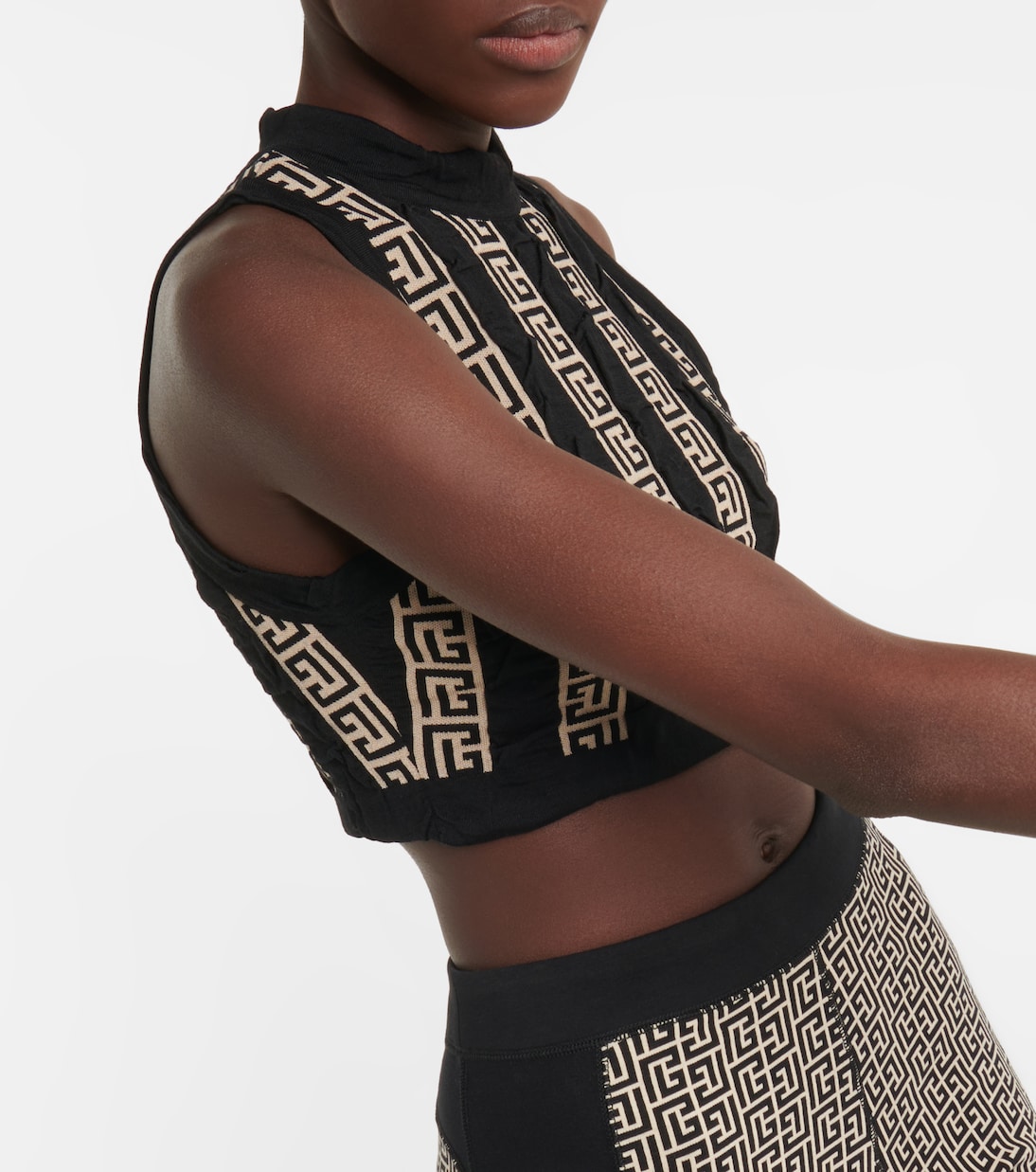 Cropped-Top Monogram aus einem Wollgemisch | Balmain