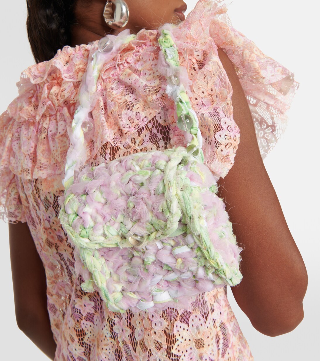 Mini crochet tulle shoulder bag | Susan Fang