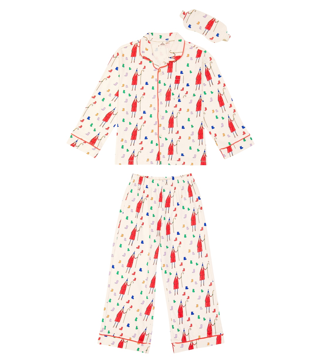 Printed cotton pajamas and eye mask set | Jellymallow