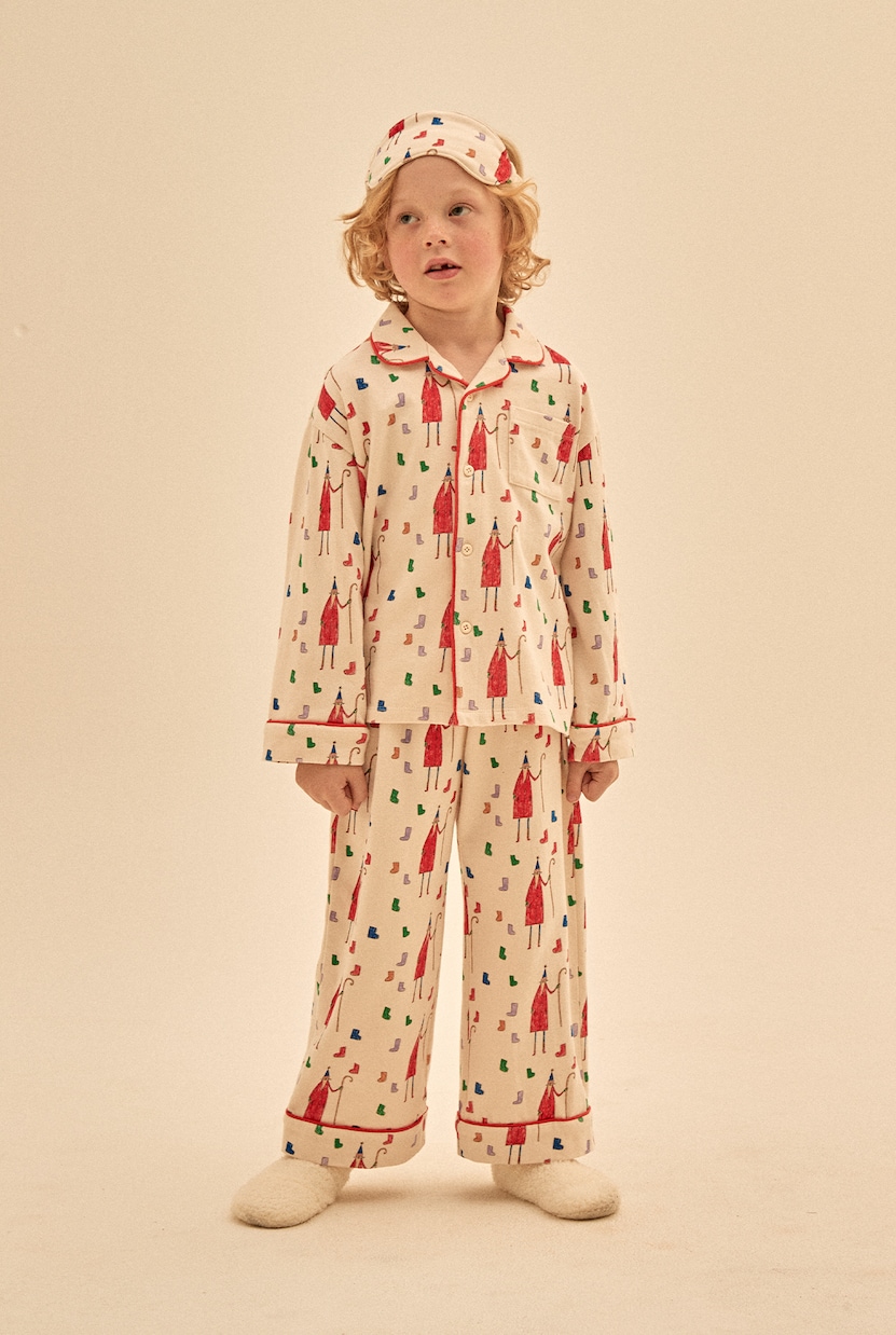 Printed cotton pajamas and eye mask set | Jellymallow