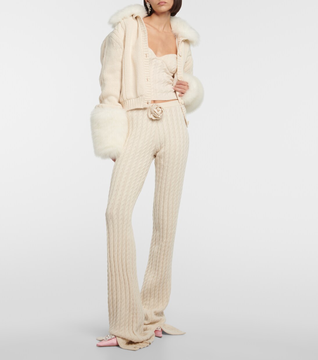 Floral-appliqué split-hem flared pants | Magda Butrym