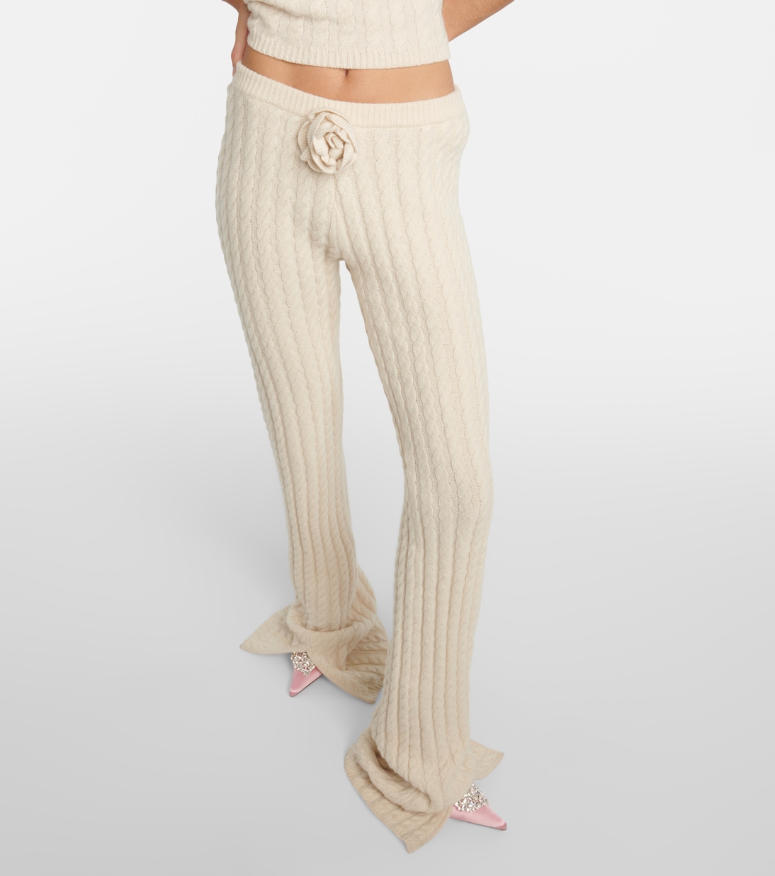 Floral-appliqué split-hem flared pants | Magda Butrym