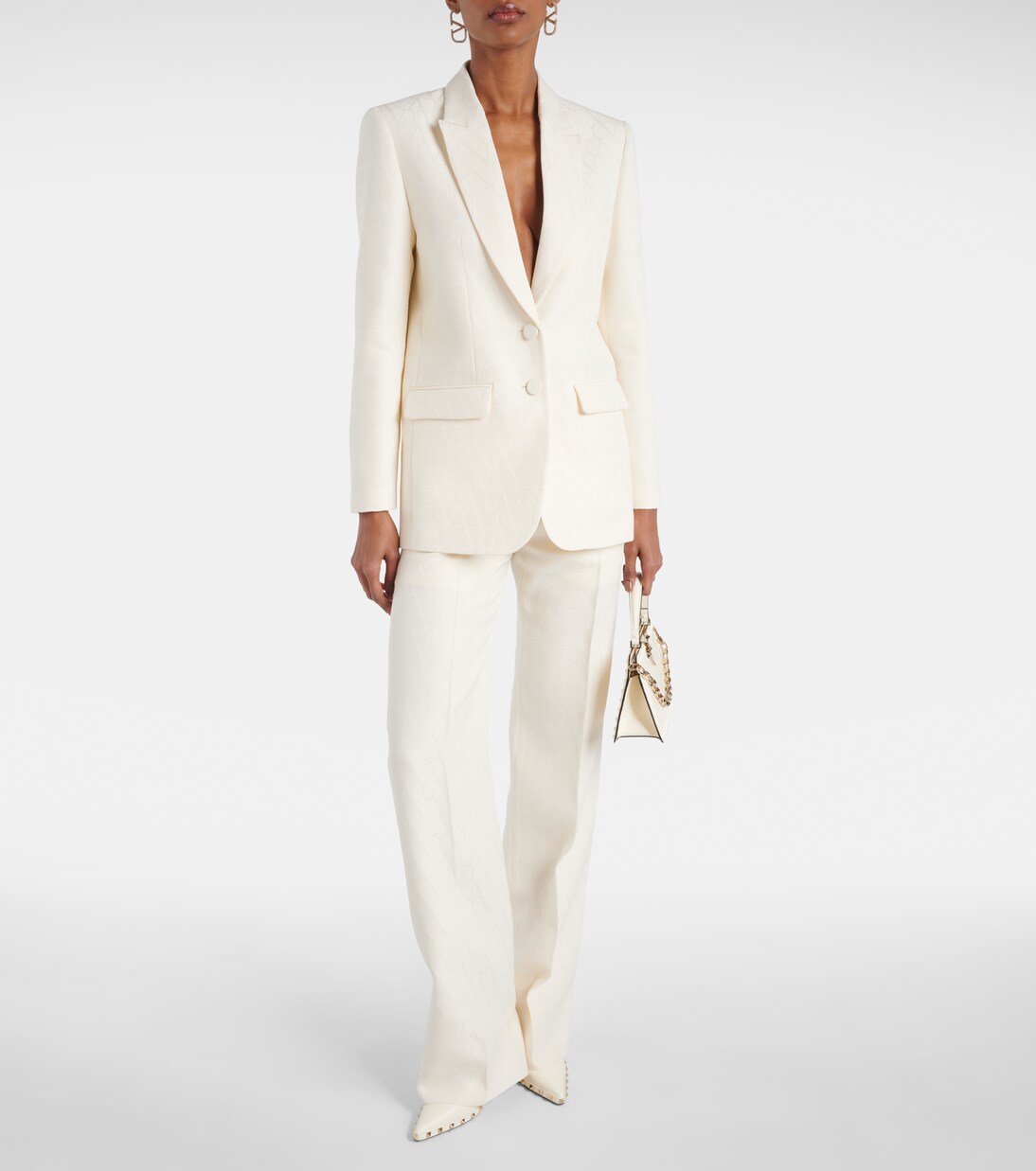 Weite High-Rise-Hose aus Wolle und Seide | Valentino