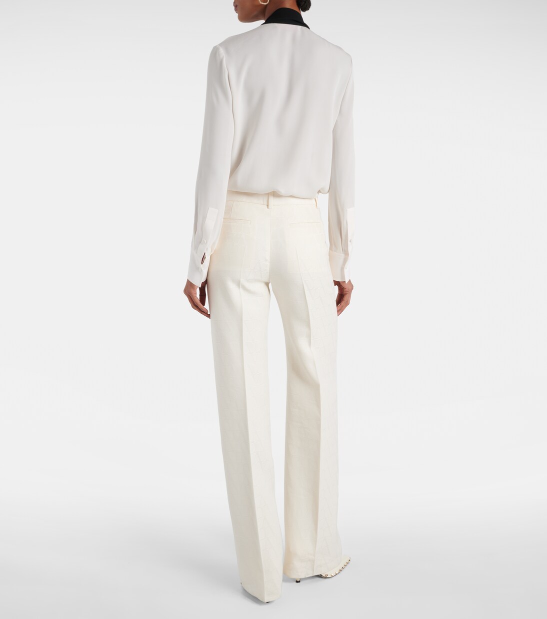 Weite High-Rise-Hose aus Wolle und Seide | Valentino