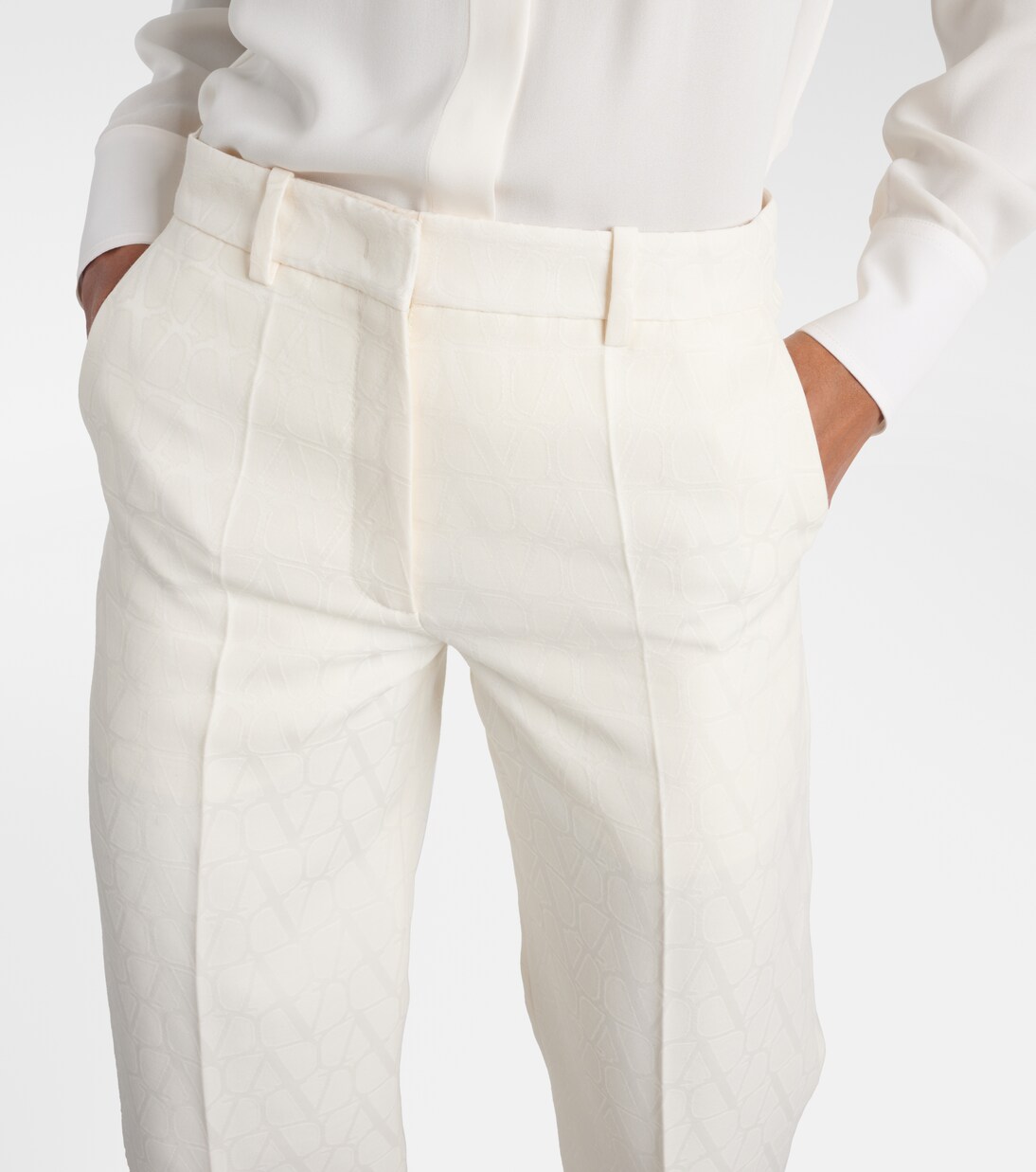 Weite High-Rise-Hose aus Wolle und Seide | Valentino