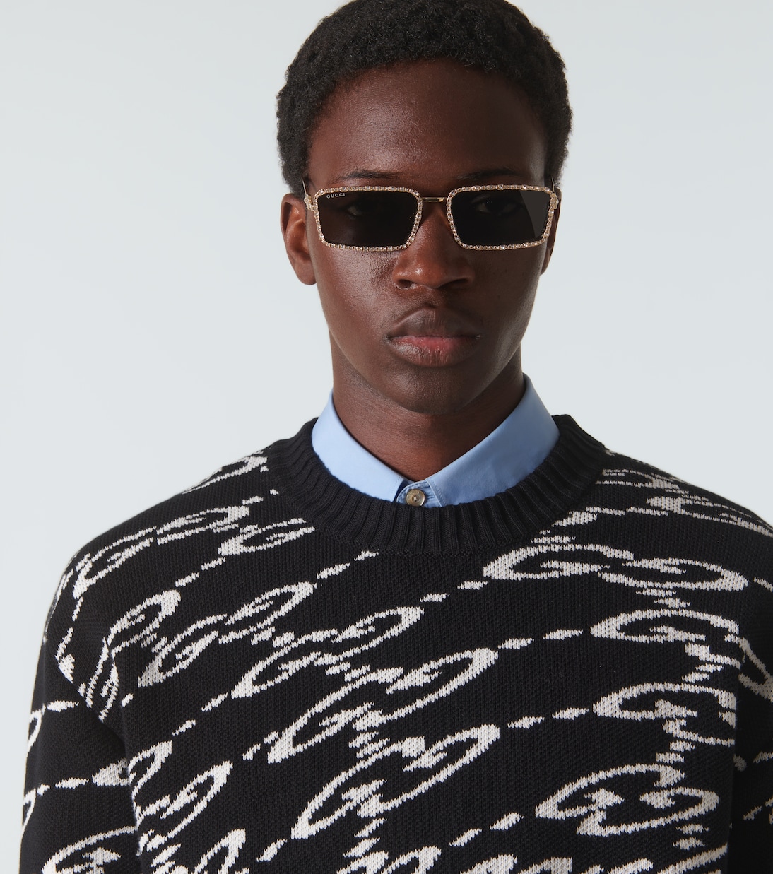 Eckige Sonnenbrille mit Kristallen | Gucci