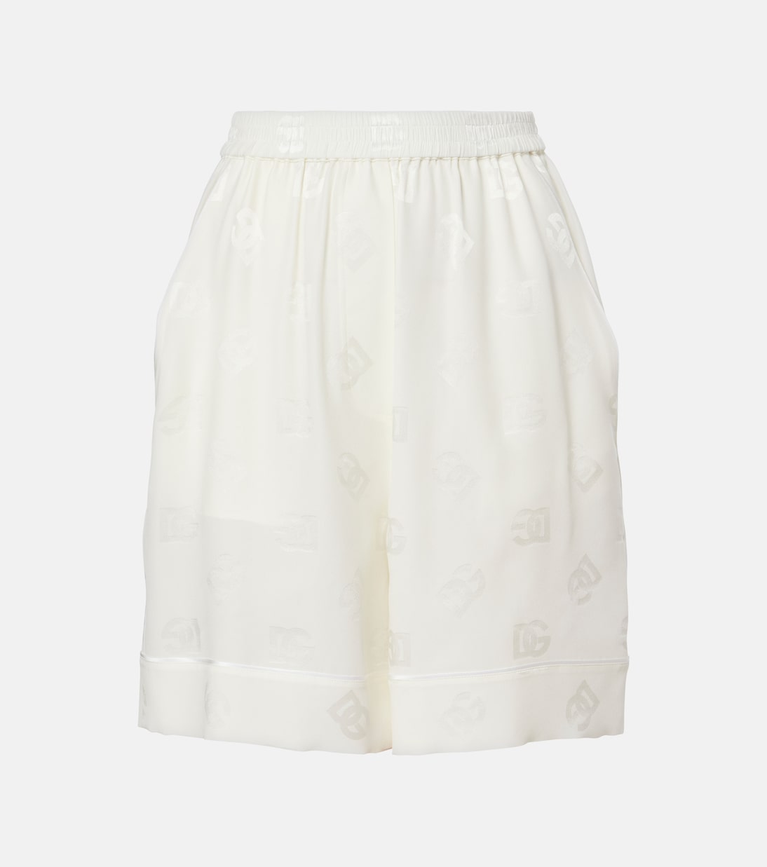 Shorts de satén de seda con DG en jacquard | Dolce&Gabbana
