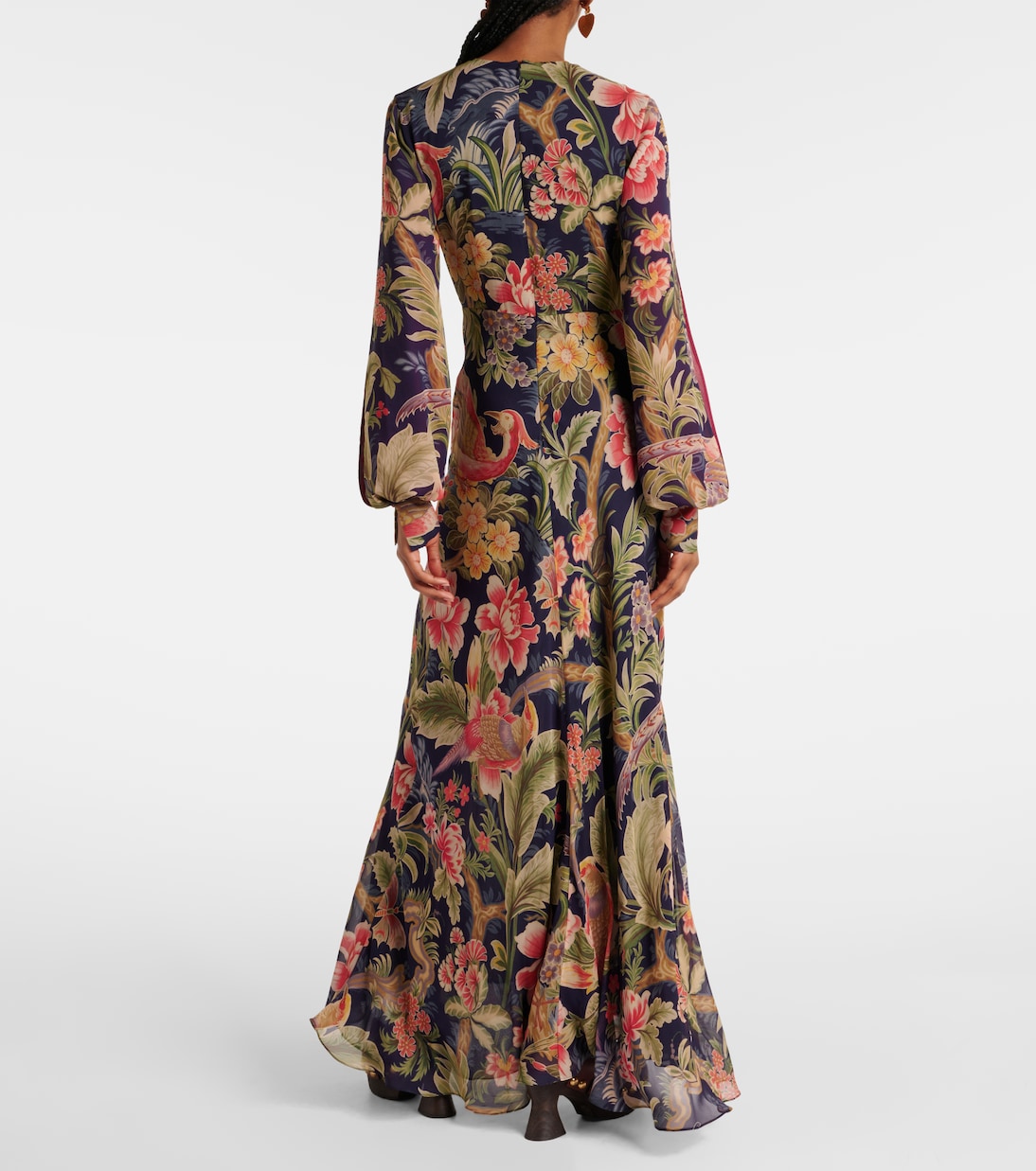 Abito lungo in chiffon di seta con stampa | Etro