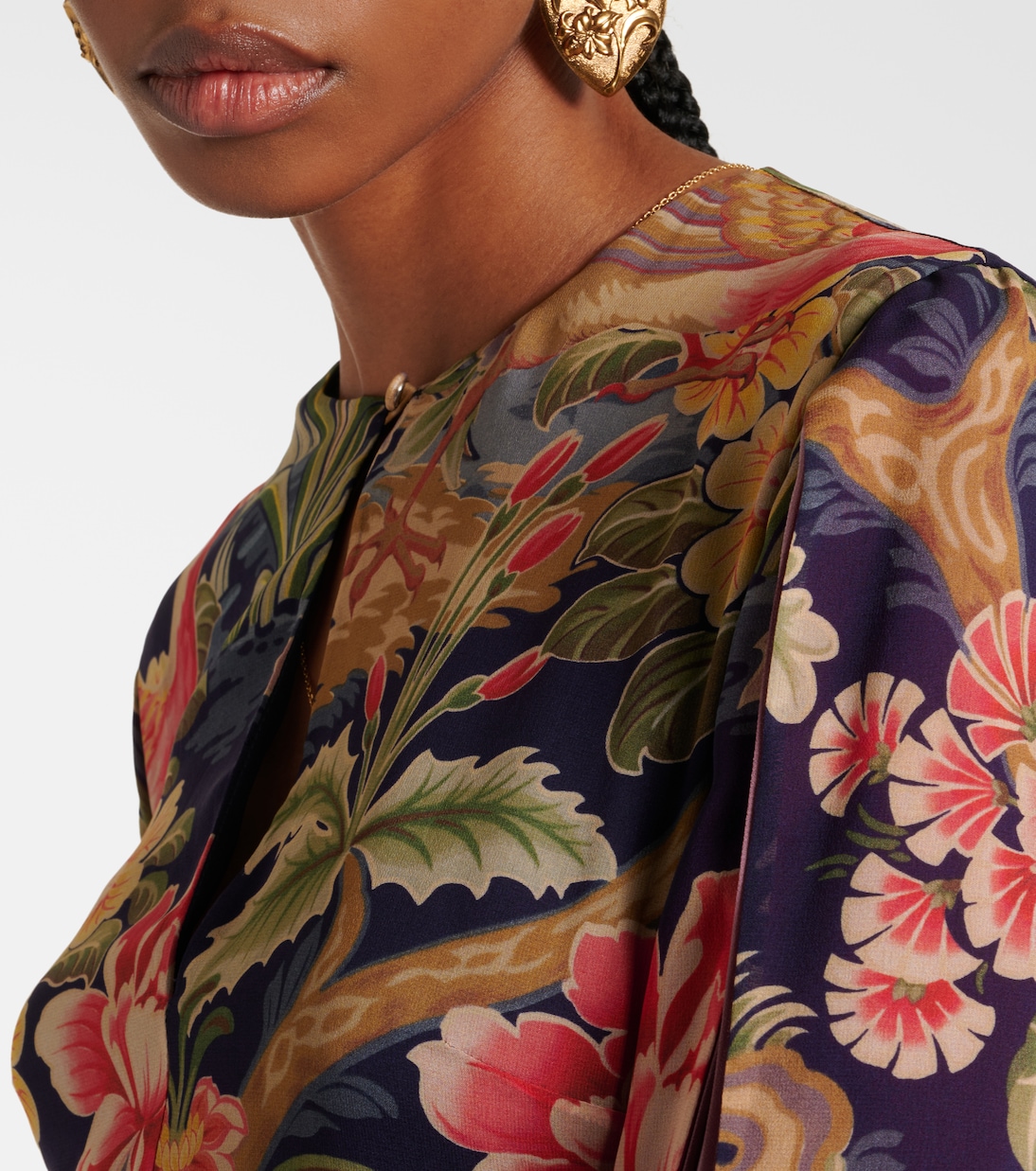 Abito lungo in chiffon di seta con stampa | Etro