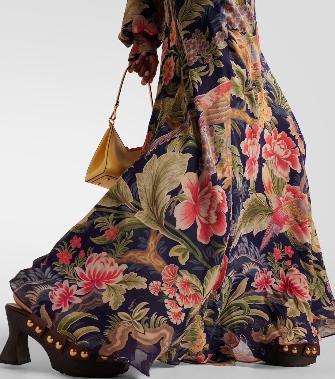 Abito lungo in chiffon di seta con stampa | Etro