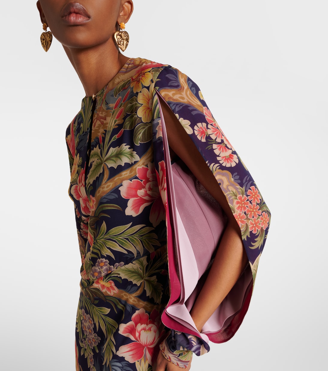 Abito lungo in chiffon di seta con stampa | Etro