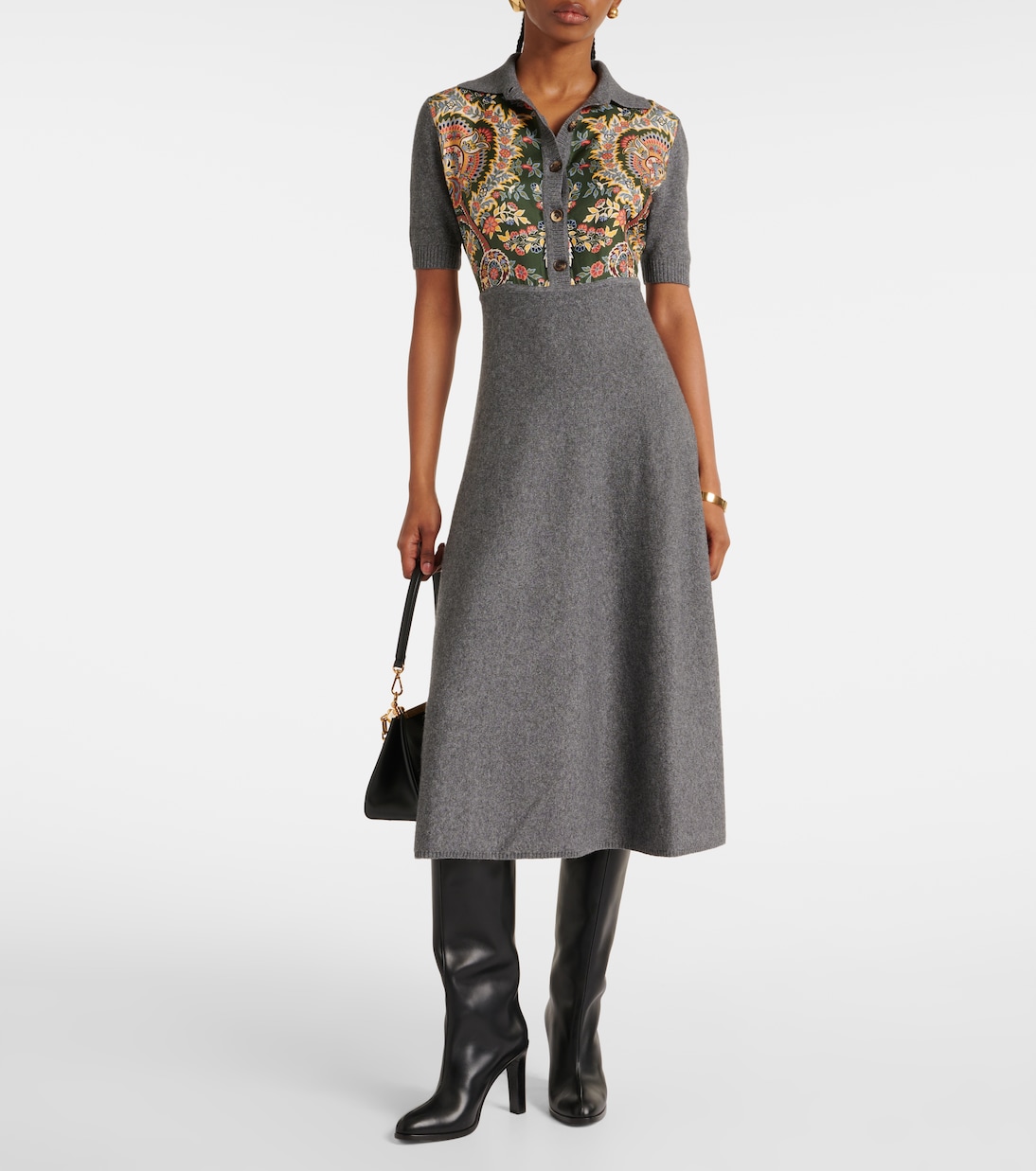Paisley silk-trimmed polo dress | Etro