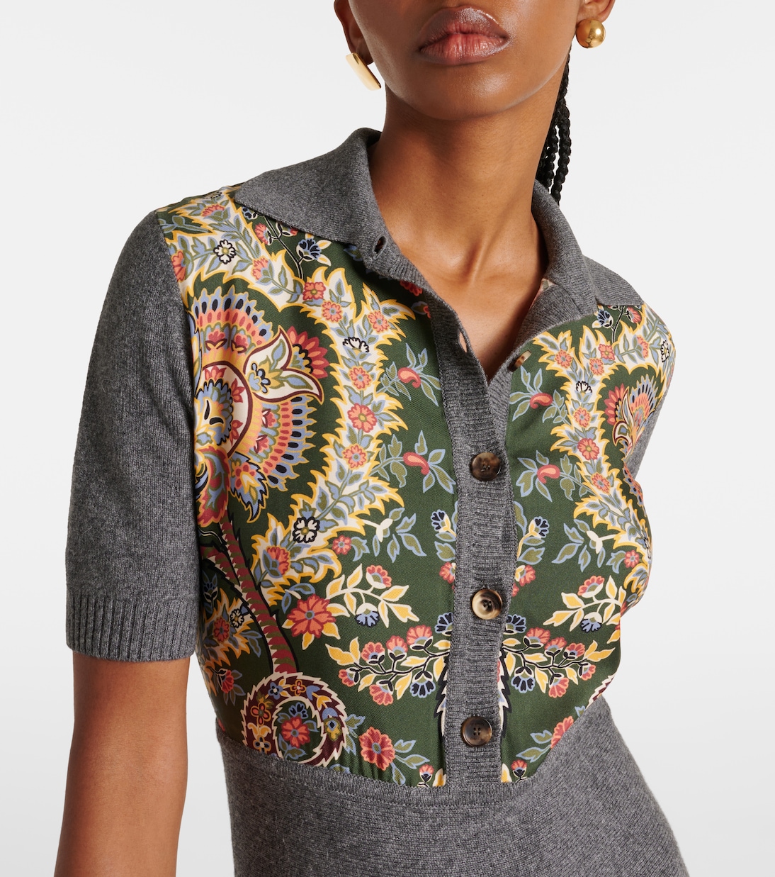 Paisley silk-trimmed polo dress | Etro