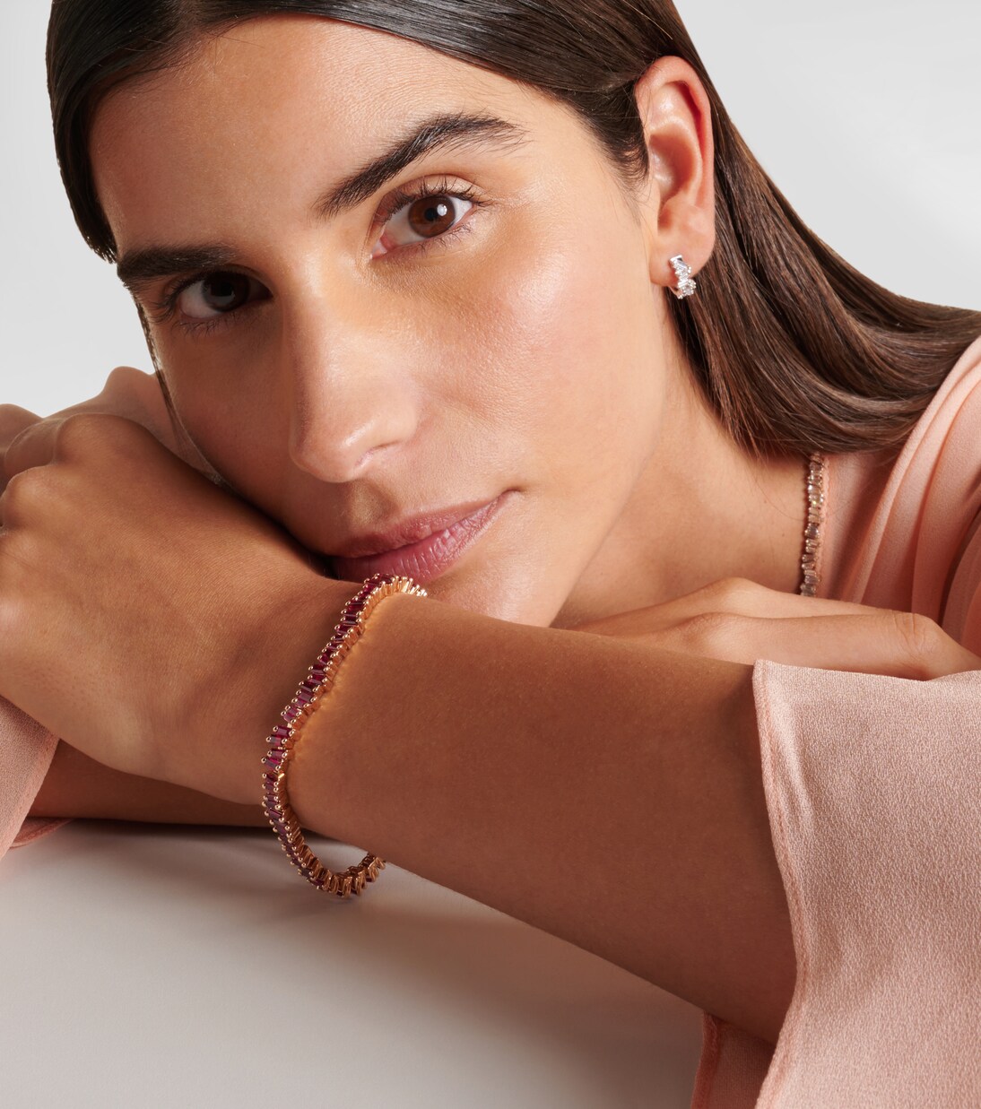 Pulsera Bold de oro rosa de 18 ct con rubíes | Suzanne Kalan