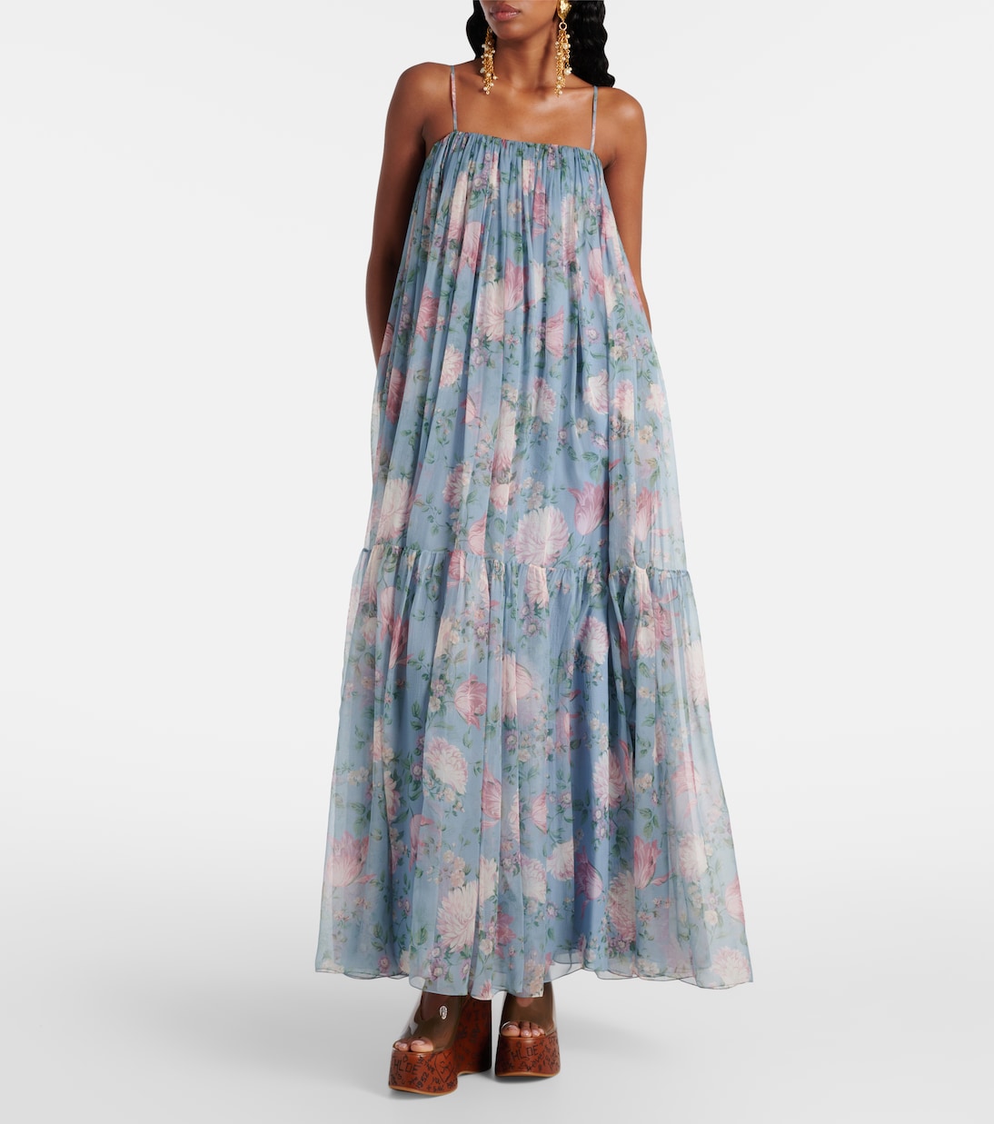 Floral silk muslin maxi dress | Chloé