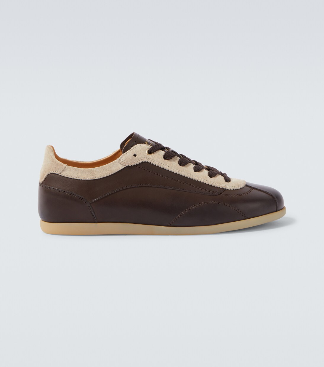 Suede-trimmed leather sneakers | Brunello Cucinelli