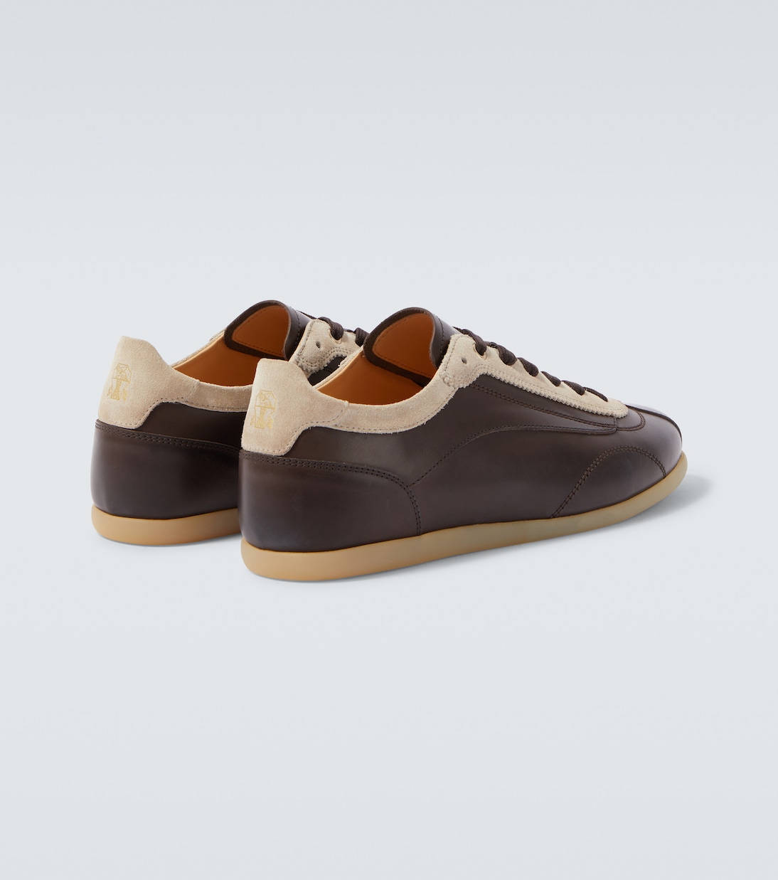 Suede-trimmed leather sneakers | Brunello Cucinelli