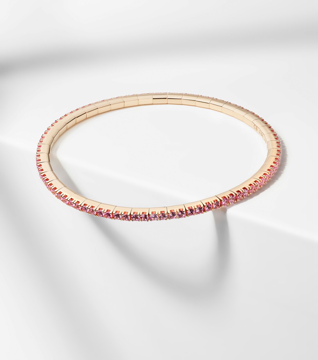 Stretchy 18kt rose gold tennis bracelet with sapphires | Bucherer Fine Jewellery