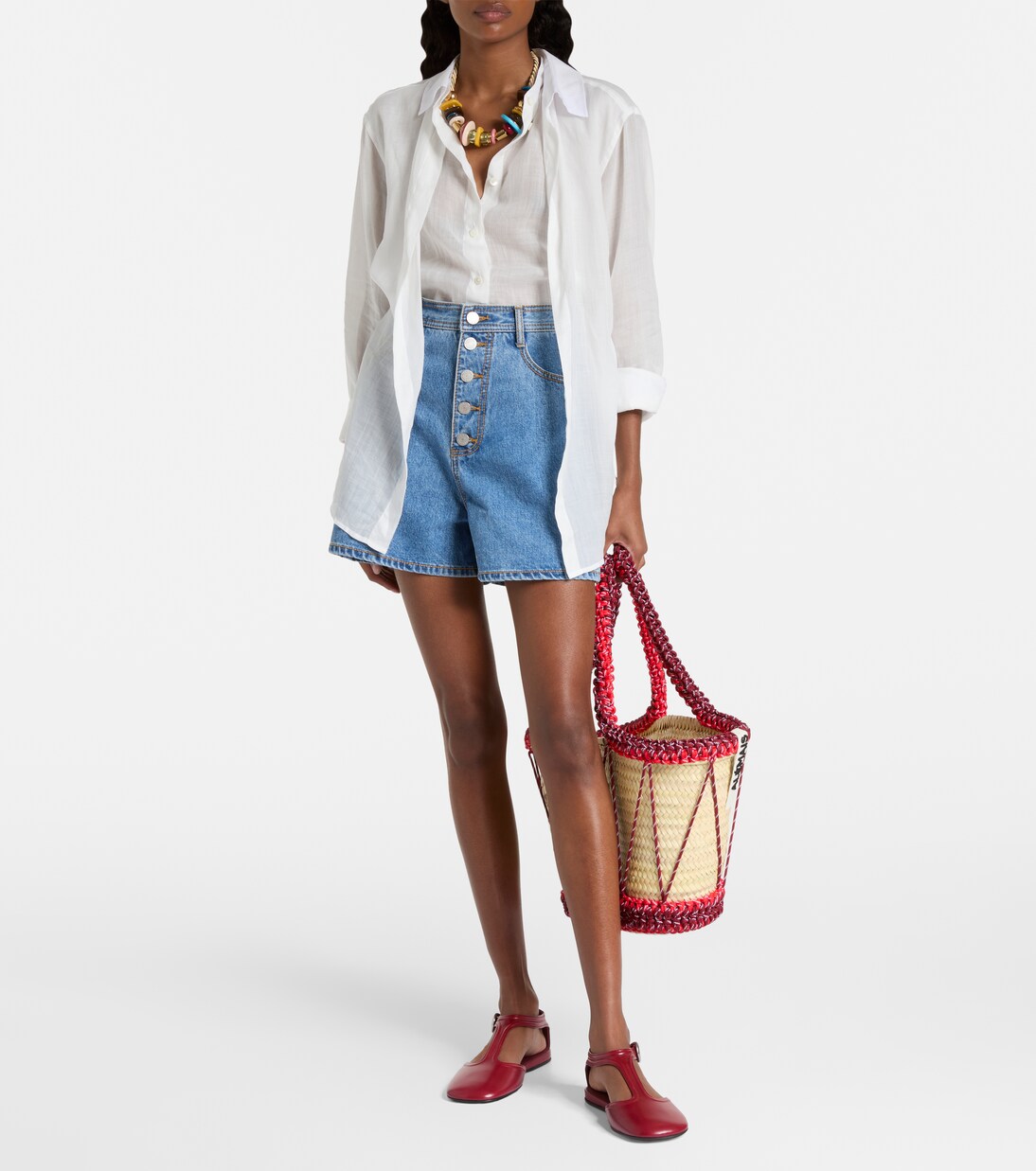 Stephi high-rise denim shorts | Alémais