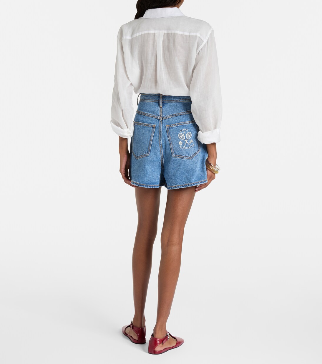 Stephi high-rise denim shorts | Alémais