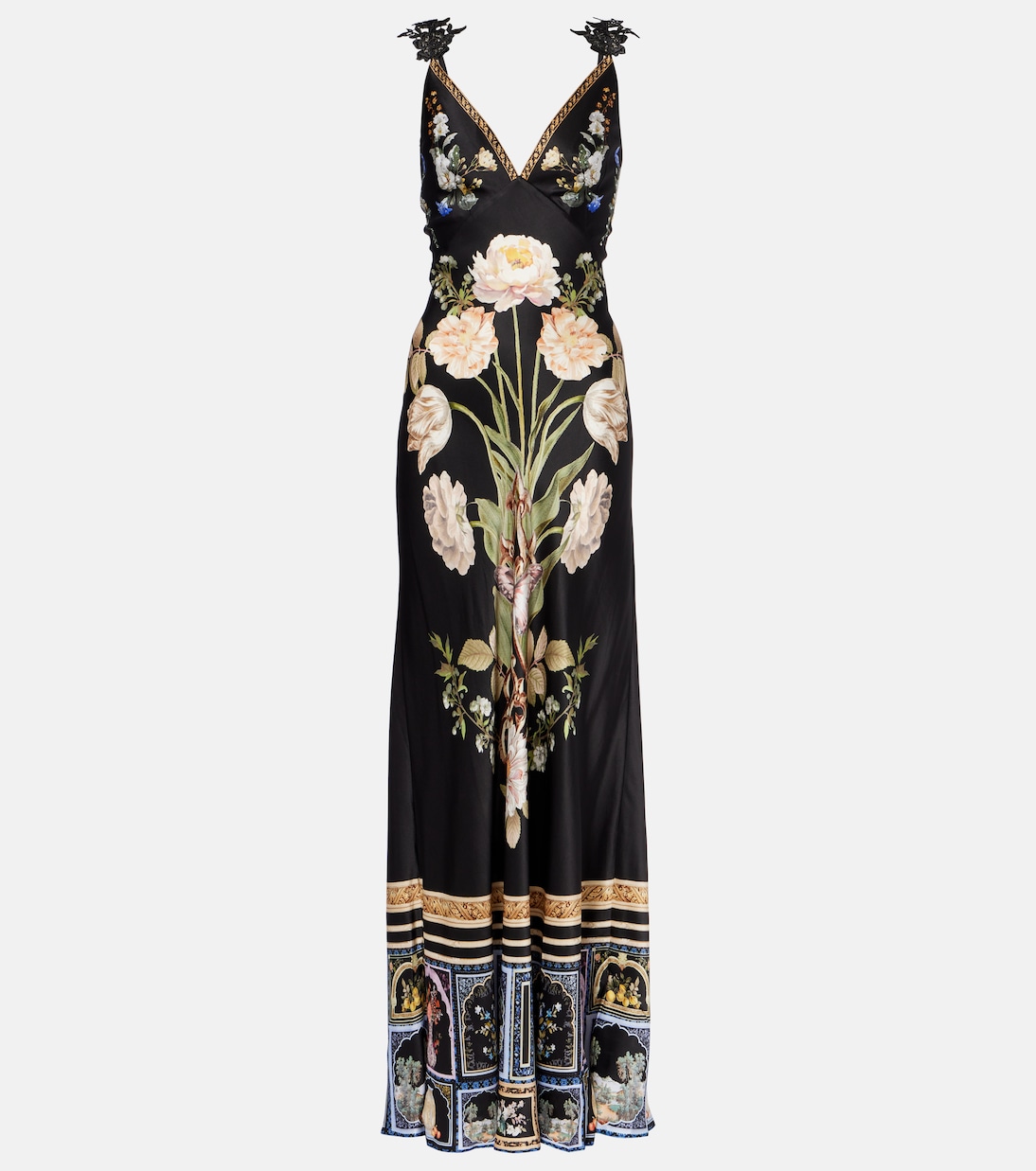 Robe longue Ottoman Elegance en soie à fleurs | Camilla