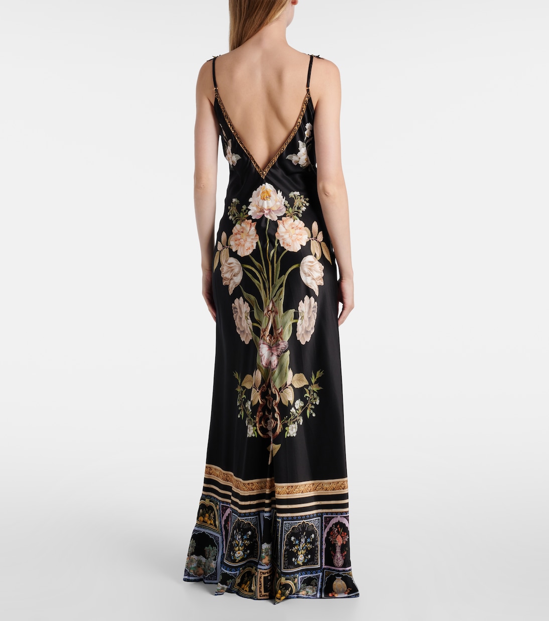 Robe longue Ottoman Elegance en soie à fleurs | Camilla