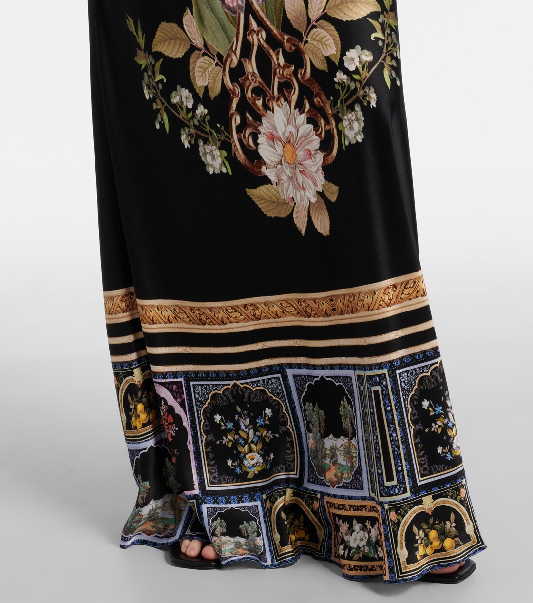 Robe longue Ottoman Elegance en soie à fleurs | Camilla