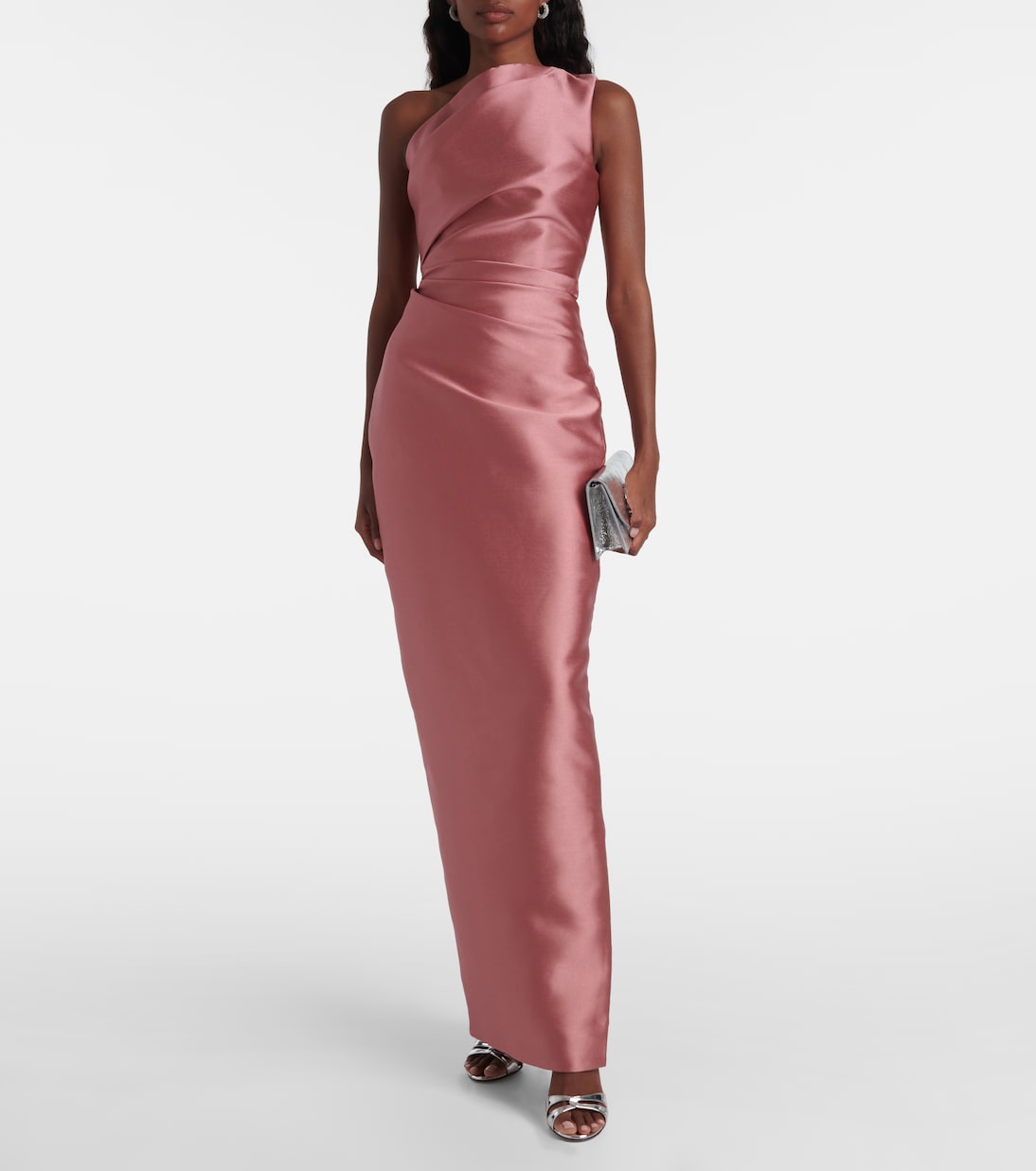 Robe longue Kira asymétrique en satin | Solace London