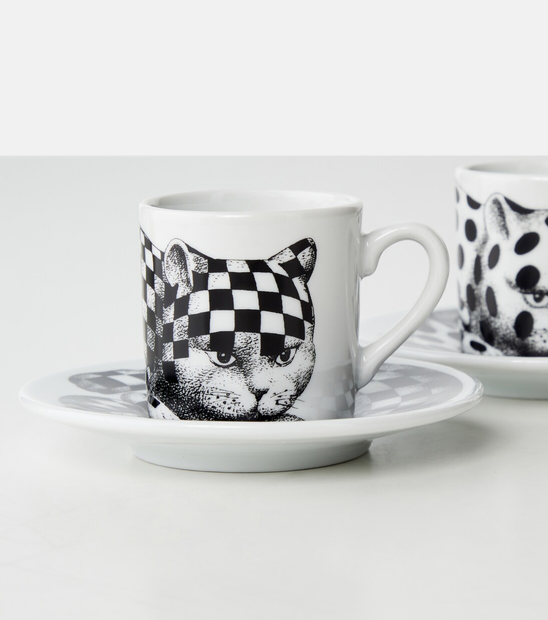 High Fidelity set of 2 porcelain cups and saucers | Fornasetti