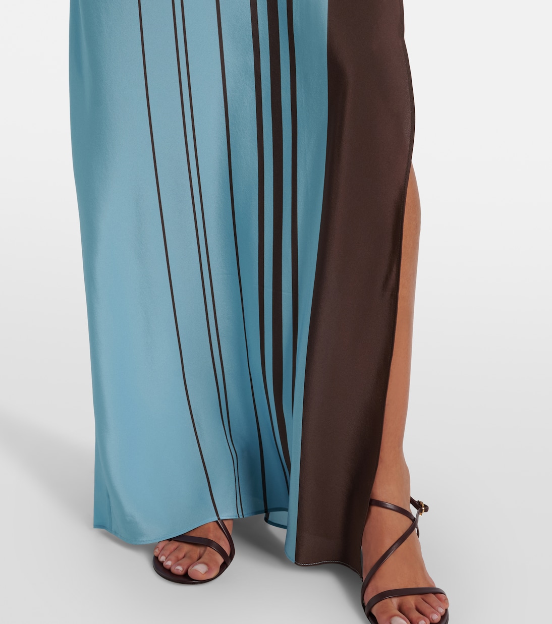 Abito lungo Rioja in crêpe di seta a righe | SIR