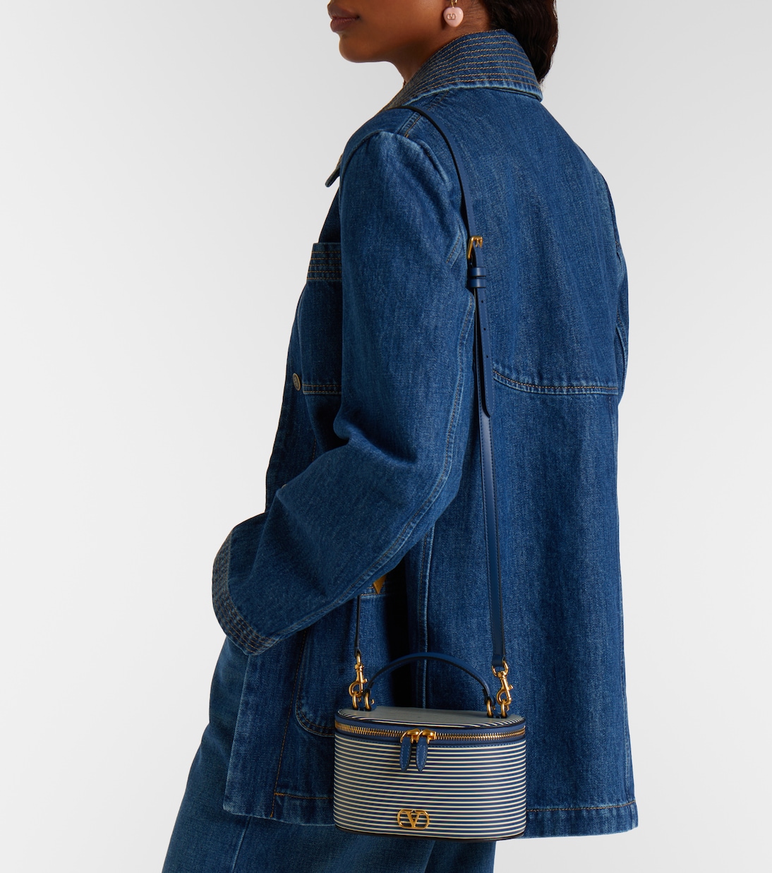 VLogo Mini striped leather vanity bag | Valentino Garavani