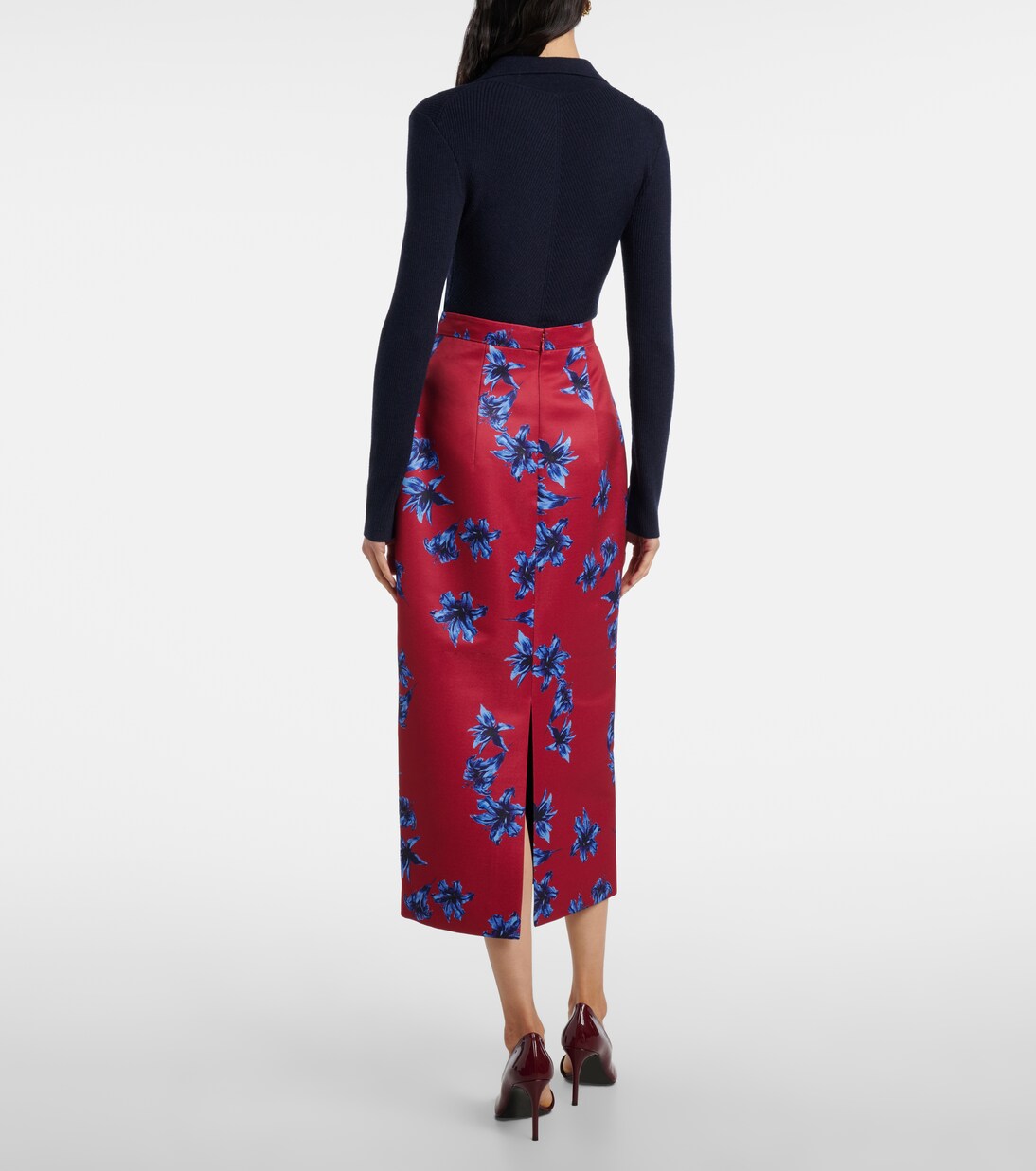 Lorelei floral duchess satin pencil skirt | Emilia Wickstead