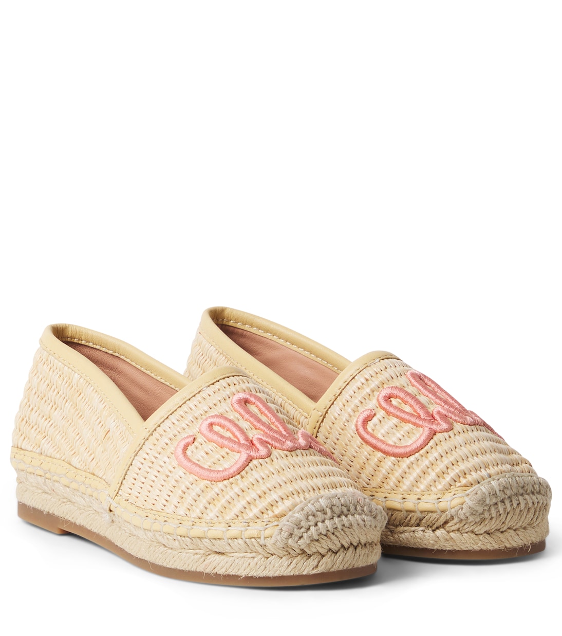 Logo embroidered raffia espadrilles | Chloé Kids